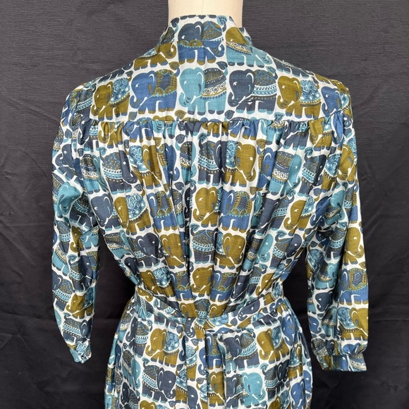 Vintage Betty Thai Silk Elephant Print Maxi Dress Belted - Picture 6 of 8